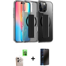 Marsilyan™- iPhone 16 Pro Max Kılıf Nova Işık Koleksiyonu - Siyah 3D Antistatik Hayalet Cam Ekran Koruyucu + Raze Metal Kamera Lens - Nlgy