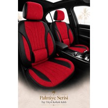 Trobus Vw Polo 2009 Sonrası Uyumlu Palmiye Serisi Kırmızı Siyah Bel Destekli Tay Tüyü Koltuk Kılıfı
