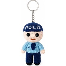 Maskot Polis Bebek Amigurumi Organik Anahtarlık Oyuncak