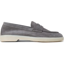 Deery Kadın Hakiki Süet Gri Loafer Ayakkabı - 02038ZGRIC01