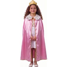 Kostüm Sarayı Kraliçe Pelerini ve Tacı Çocuk Pembe