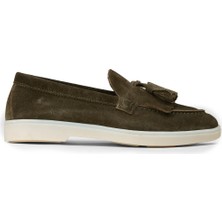 Deery Kadın Hakiki Süet Yeşil Püsküllü Loafer - 02042ZYSLC01