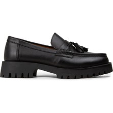 Deery Kadın Hakiki Deri Siyah Püsküllü Loafer - 02035ZSYHC02