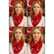 Flora Tekstil 4 Adet Kırmızı Ay Yıldız Türk Bayrağı Temalı Pamuk Kumaş Fular - Bandana - 23 Nisan, 29 Ekim, 19 Mayıs