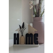AKT Dekoratif Home Yazısı - Hediyelik Home Yazılı Salon Raf Süsü - Modern Konsol Üstü Biblo Obje, Minimalist Masa Üstü Ev Dekoru