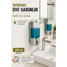 MAİN SHOP 2 Adet Mutfak Banyo Otel Restoran Okul Hastane Uyumlu Şeffaf Hazneli Yapışkanlı Sabunluk 350 ml M-53