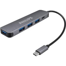Philips Phılıps SWR1607K/93 Type-C 4port USB 3.0 Hub Çoklayıcı + 60W Pd Hızlı Şarj Destekli