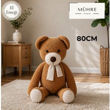 Mühre 80CM Büyük Boy Sevimli Ayıcık El Emeği Örgü Peluş Oyuncak Kadife Ip Amigurumi Oyuncak Hediyelik