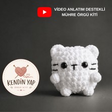 Mühre Sevimli Kedi Kendin Yap Örgü Kiti Yeni Başlayanlar Için Videolu Amigurumi Örgü Oyuncak Seti Pratik Örgü Ip