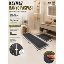 MAİN SHOP Banyo Duşakabin Önü Paspası Kaymaz Tabanlı Su Emici Paspas Yazısız Takım 158X38 cm - 58X38 cm M-11