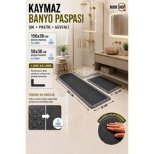 Şık Tasarım Su Emici Banyo Mutfak Kaymaz Tabanlı Paspas 156X38 cm Takım 38X58 cm Yazısız Model M-61