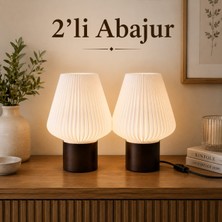 Raintech 2’li Modern Abajur Seti LED Dekoratif Masa Lambası Başucu Gece Lambası Yatak Odası Salon İçin