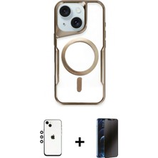 Marsilyan™- iPhone 14 Kılıf Yadigar Klasik Özel Seri - Siyah 3D Antistatik Hayalet Cam Ekran Koruyucu + Shine Kamera Lens - Gs