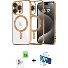 Marsilyan™- iPhone 16 Pro Max Kılıf Nova Işık Özel Seri - Siyah 3D Antistatik Cam Ekran Koruyucu + Raze Metal Kamera Lens - Bz