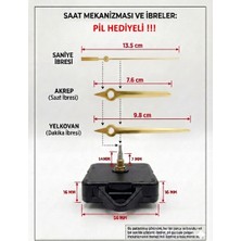 Silva Nature Akar Saat Mekanizması Sessiz Duvar Saat Mekanizması 14 mm Şaft -Kt Metal Akrep-Yelkovan-Saniye-Askılı