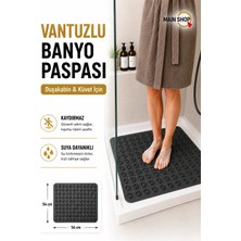 MAİN SHOP 2 Adet Kare Masajlı Silikon Banyo & Duş Kaydırmazı Antrasit Renk 54x54 cm M-150