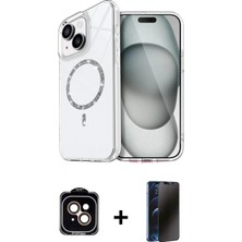 Marsilyan™- iPhone 14 Kılıf Kıvılcım Form Prime - Siyah 3D Antistatik Hayalet Cam Ekran Koruyucu + Pvd Metal Kamera Lens - Tu