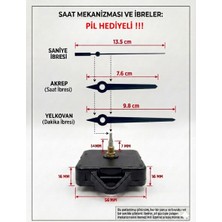 Silva Nature Akar Saat Mekanizması Sessiz Duvar Saat Mekanizması 14 mm Şaft -Kt Metal Akrep-Yelkovan-Saniye-Askılı