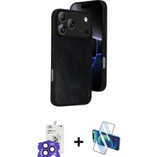 Marsilyan™- iPhone 17 Pro Max Kılıf Kıvılcım Işık Serisi - Siyah 3D Antistatik Cam Ekran Koruyucu + Bilvis Titan Kamera Lens - Lt