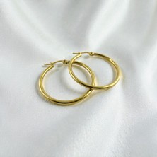 Lorivelle Gold Halka Küpe 316L Çelik 14K Altın Rengi Kararmaz Paslanmaz Suya Dayanıklı