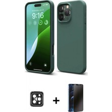 Marsilyan™- iPhone 16 Pro Max Kılıf Kozmos Yansıma Özel Seri - Siyah 3D Antistatik Hayalet Cam Ekran Koruyucu + Pvd Metal Kamera Lens - Sh