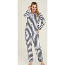Cm Store Freshness 4007 Kadın Uzun Kol Çizgili Gaffuriye Pijama Takımı