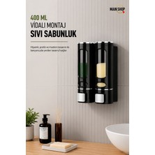 MAİN SHOP 2 Adet Siyah Sıvı Sabunluk Plastik 400 ml Duş Jeli Şampuan Şişesi Oteller, Hastane, Banyo, Mutfak
