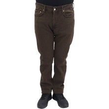 Hacker Denim Hacker Fistan Store Erkek Kahverengi Yüksek Bel Rahat Kesim Boru Paça Jean Pantolon