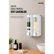 MAİN SHOP 2 Adet Beyaz 400 ml Duvara Monte Manuel Sabunluk Banyo , Mutfak El Sıvı Şampuan Duş Jeli Dispenseri M-52