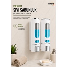 MAİN SHOP 2 Adet Beyaz Renk 400 ML Duvara Monte Manuel Sabunluk Sıvı Lavabo Sabunluk El Sabunu M-52