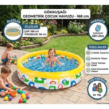 Direkstoktan 🌊 Şişme Çocuk Havuzu Üç Boğumlu Geometrik Desenli (168 Cmx 38 Cm) / 3-Ring Inflatable Pool Intex 58449