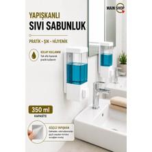 MAİN SHOP 2 Adet Mutfak Banyo Otel Restoran Okul Hastane Uyumlu Şeffaf Hazneli Yapışkanlı Sabunluk 350 ml M-53