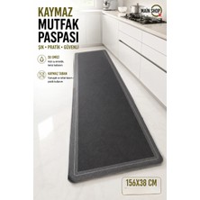 MAİN SHOP Mutfak Tezgahı Önü Banyo Paspası Kaymaz Tabanlı Su Emici Paspas Yazısız Gri Model 158X38CM M-9