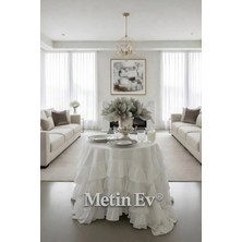Metinev Fırfırlı Masa Örtüsü Yuvarlak Yüksek Masalar Için Pamuk Saten Örtü