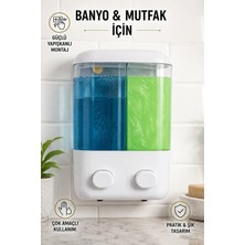 MAİN SHOP 1 Adet 2 Bölmeli Duşakabin Delme Gerektirmez Şeffaf Hazneli Basmalı Kullanım Sabunluk 1000 ml M-55