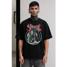 Fuddy Moda Unisex Ghost Baskılı Bisiklet Yaka Tişört, Oversize Rock Metal Band Temalı Tshirt