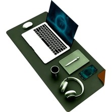Esranın Dünyası Çift Renkli 80X40 cm Dikişli Pu Deri Masa Matı, Kaymaz Tabanlı Mousepad