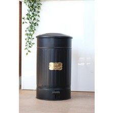 MarkEntegra Paslanmaz Galvaniz Metal 30 Litre Pedallı Çöp Kovası (Siyah)