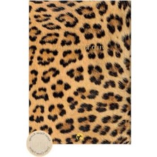 Düz Leopar Desenli 17X24 cm Keten Ciltli Defter