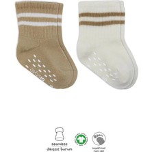 Zenvia Mey Ithalat®   2'li Çemberli Kaymaz Soket Çorap 10125 Bej-Ekru