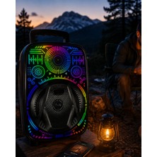 SHC4200 8 Inç Karaoke Hoparlör USB Aux Fm Destekli Işıklı Speaker