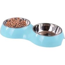 Esranın Dünyası Çelik 700 ml Mavi Kaymaz Taban Kedi ve Köpek Mama Su Kabı