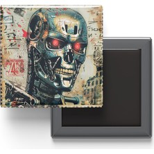İberk Terminator (T-800) - Baskılı Buzdolap Magneti Kare - 9x9 cm