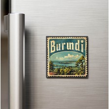 İberk Burundi Burundi - Posta Pulu Temalı Ülke - Baskılı Buzdolap Magneti Kare - 9x9 cm