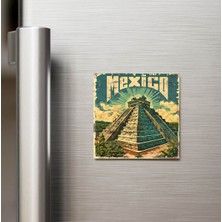 İberk Meksika Mexico - Posta Pulu Temalı Ülke - Baskılı Buzdolap Magneti Kare - 9x9 cm