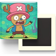 İberk Tony Tony Chopper - 9x9 cm Baskılı Kare Buzdolap Magneti (Rozetli)