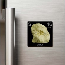 İberk Sulfur (Kükürt) Elementi – Buzdolap Magneti – 9x9 cm