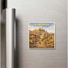 İberk Karaman Şehri - Pop-Art Travel - 9x9 cm Buzdolap Magneti
