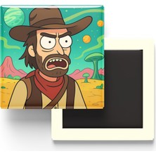 İberk John Marston - 9x9 cm Baskılı Kare Buzdolap Magneti (Rozetli)