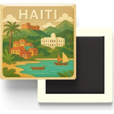 İberk Haiti - Haiti - Paper Cut Art - Baskılı Buzdolap Magneti Kare - 9x9 cm